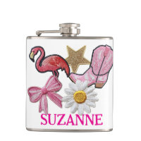 Personalized Faux Patches Pink Western Boot