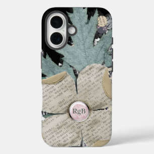 Personalized Faux Print on Paper Leaf Design iPhone 16 Case