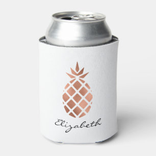 Personalized faux rose gold foil pineapple can cooler