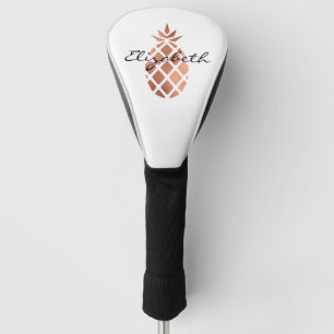 Personalized Faux Rose Gold Foil Pineapple Golf Head Cover