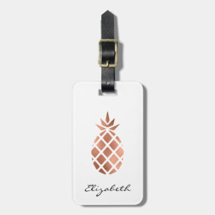 Personalized Faux Rose Gold Foil Pineapple Luggage Tag