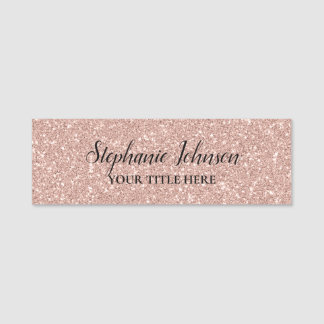 Personalized Faux Rose Gold Glitter Name Tag