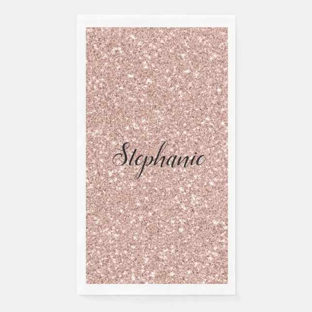 Personalized Faux Rose Gold Glitter   Napkin (Front)