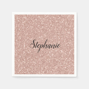 Personalized Faux Rose Gold Glitter  Napkin