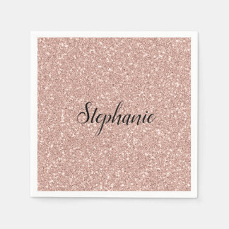 Personalized Faux Rose Gold Glitter  Napkin
