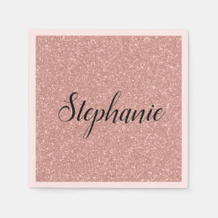 Personalized Faux Rose Gold Glitter Napkin