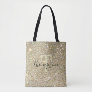 Personalized Faux Speckled Gold Glitter Tote Bag