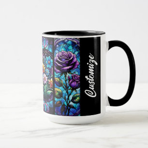 Personalized Faux Stained Glass Floral Mug