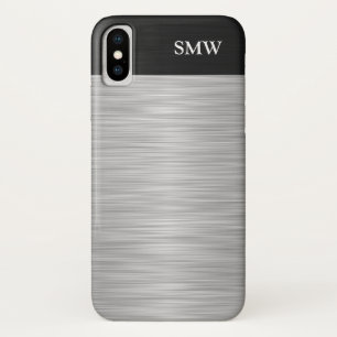 Personalized Faux Stainless Steel and Black Case-Mate iPhone Case