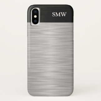 Personalized Faux Stainless Steel and Black Case-Mate iPhone Case