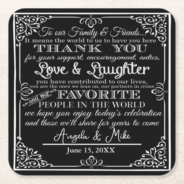 personalized Favor wedding coaster Thank you (Front)