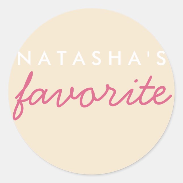 Personalized Favourite Blush Champagne Classic Round Sticker (Front)