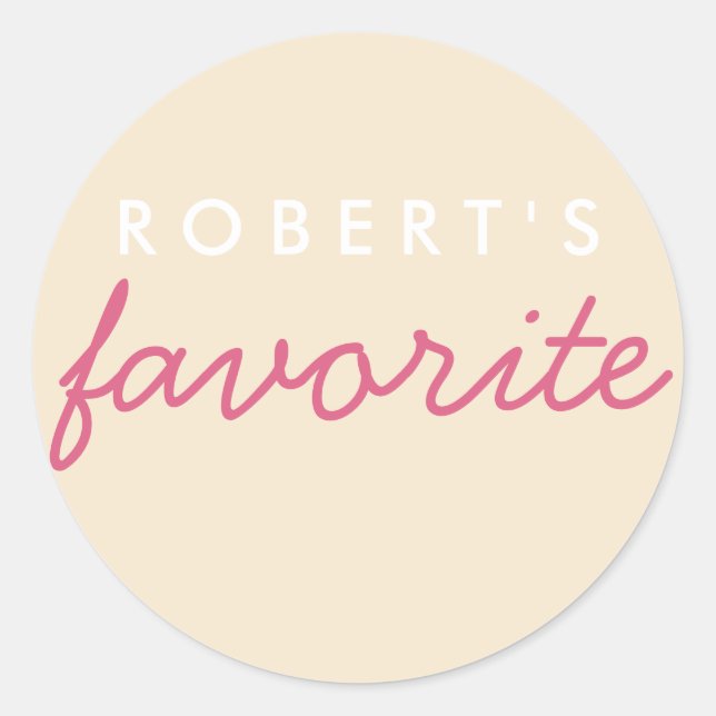 Personalized Favourite Blush Champagne Classic Round Sticker (Front)