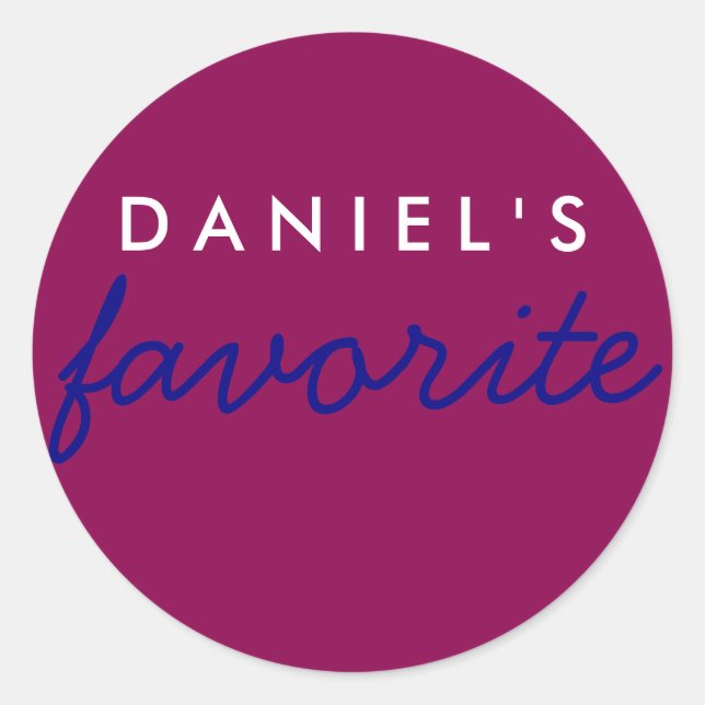 Personalized Favourite Maroon Magenta Navy Blue Classic Round Sticker (Front)