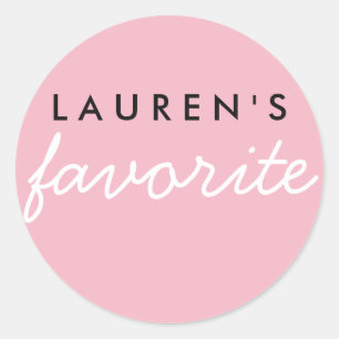 Personalized Favourite Pink and White Classic Round Sticker