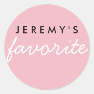 Personalized Favourite Pink and White Classic Round Sticker