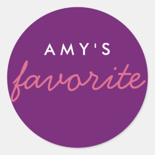 Personalized Favourite Pink Purple Classic Round Sticker