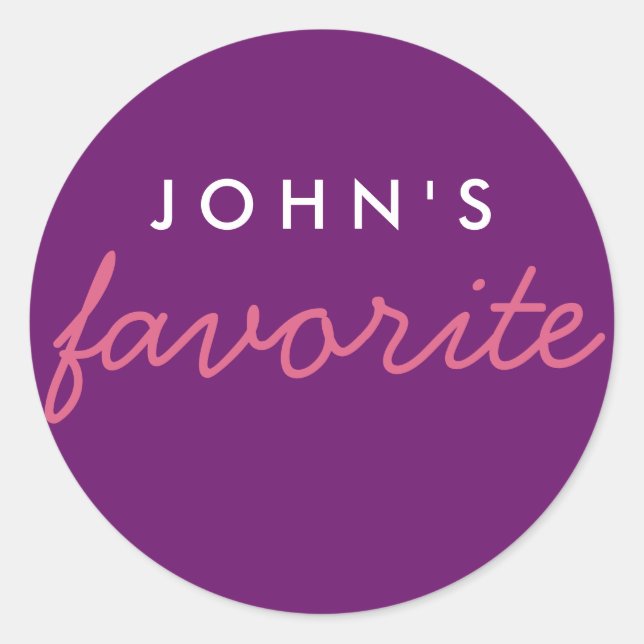 Personalized Favourite Pink Purple Classic Round Sticker (Front)