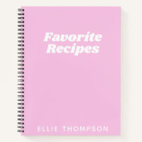 Personalized Favourite Recipes Typography in Pink