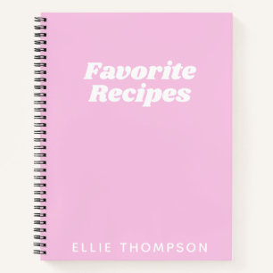 Personalized Favourite Recipes Typography in Pink Notebook
