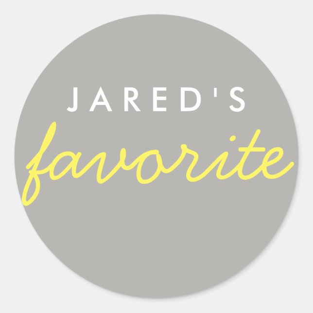 Personalized Favourite Yellow Purple Grey Grey Classic Round Sticker (Front)