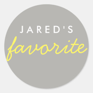 Personalized Favourite Yellow Purple Grey Grey Classic Round Sticker