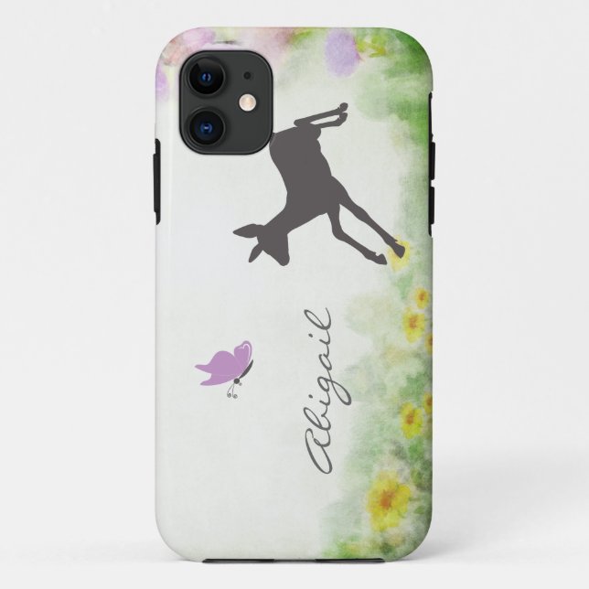 Personalized Fawn and Butterfly Deer iPhone Case (Back)