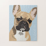 Personalized Fawn French Bulldog Jigsaw Puzzle<br><div class="desc">Personalized pop art french bulldog puzzle featuring a cute red fawn frenchie on a pastel blue background that can be changed to any colour,  and your name.</div>