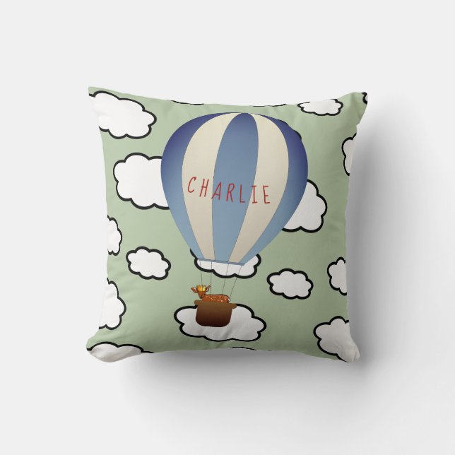 Personalized Fawn in Balloon Throw Pillow (Front)