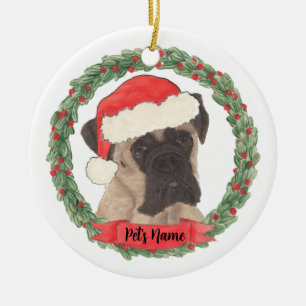 Personalized Fawn Masked Boxer Ceramic Ornament