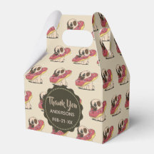 Personalized Fawn PUGS Doughnuts Favour Gable Box