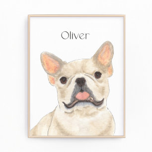 Personalized Fawn Tan Frenchie French Bulldog Art Photo Print