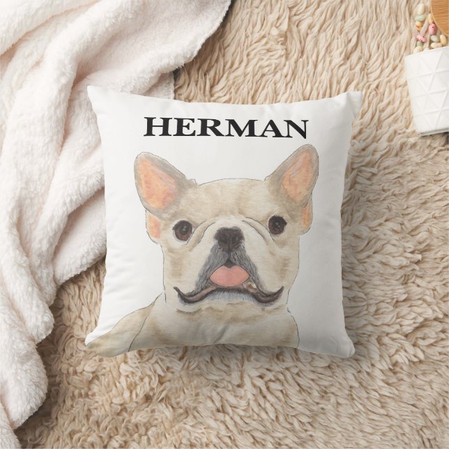 Personalized Fawn Tan Frenchie French Bulldog Throw Pillow (Blanket)