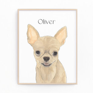 Personalized Fawn Tan Short Haired Chihuahua Art Photo Print