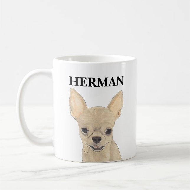 Personalized Fawn Tan Short Haired Chihuahua Coffee Mug (Left)