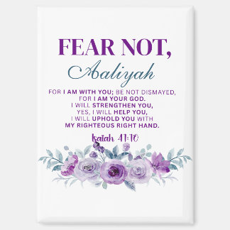 Personalized Fear Not Isaiah 41:10 Purple Floral Magnet