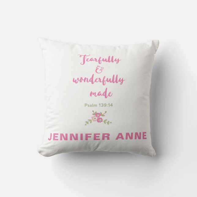 Personalized Fearfully and Wonderfully Made Pillow (Front)