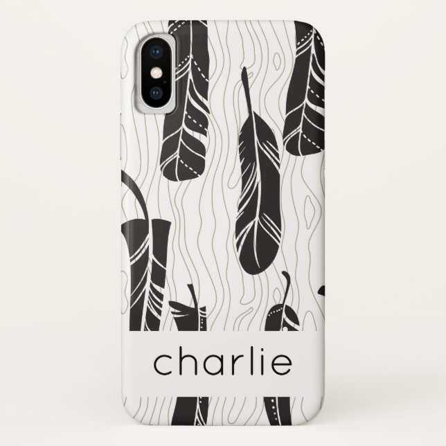 Personalized Feather and Wood background pattern  Case-Mate iPhone Case (Back)