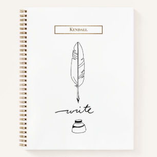 Personalized Feather Quill Custom Writing  Notebook