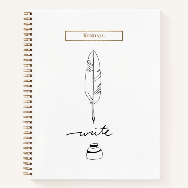 Personalized Feather Quill Custom Writing  Notebook (Front)