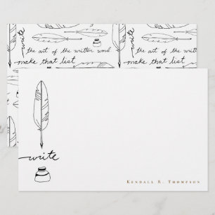 Personalized Feather Quill ink Handwritten Write Stationery