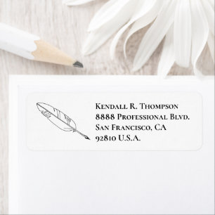 Personalized Feather quill written Custom Address