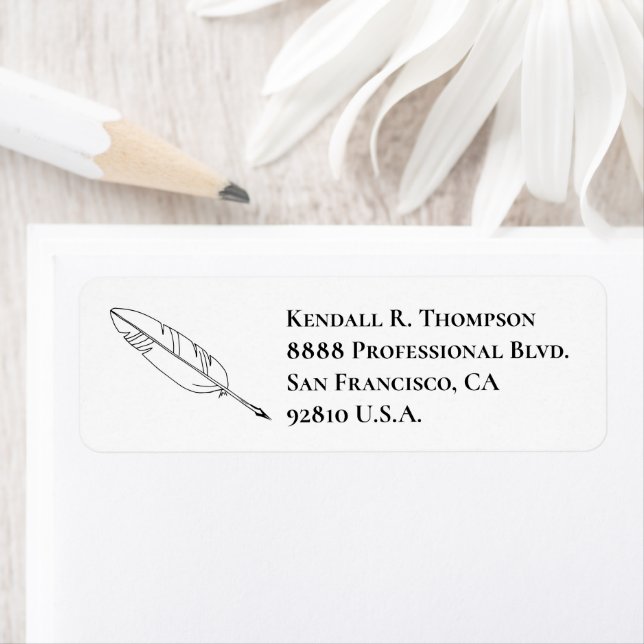 Personalized Feather quill written Custom Address  (Insitu)