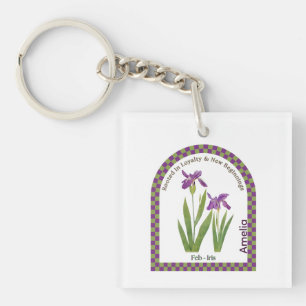 Personalized February Birth Month Flower Keychain