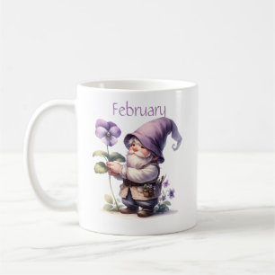 Personalized February Birth Month Garden Gnome  Coffee Mug