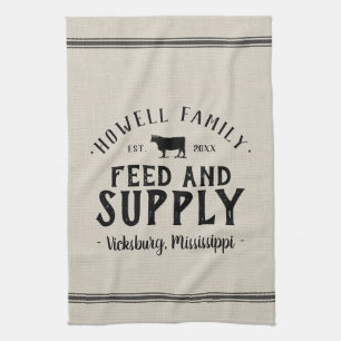 Personalized Feed Supply Grain Sack Kitchen Towel