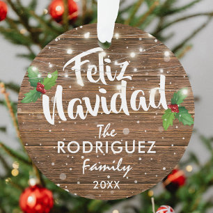 Personalized Feliz Navidad Family Photo Ornament