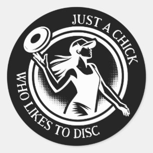 Personalized female Disc Golf Classic Round Sticker