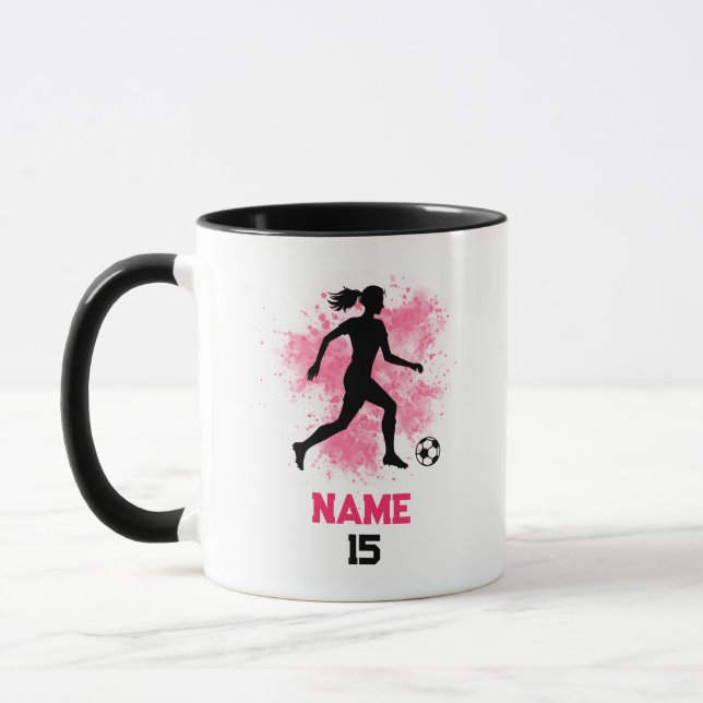 Personalized Female Soccer Player Mug (Left)