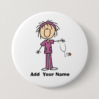 Personalized Female Stick Figure Nurse Button